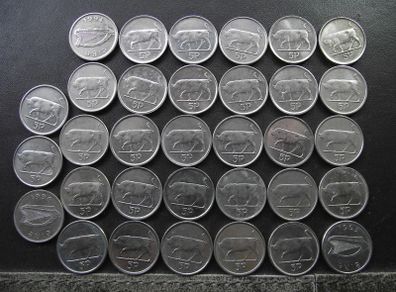 33 Irish Coins @ 5 Pence (1992-2000)