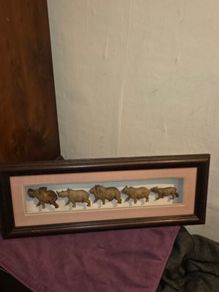 Chichewa Tribe Carved Wooden African Big 5 Animals Shadow Box