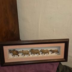 Chichewa Tribe Carved Wooden African Big 5 Animals Shadow Box