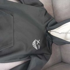 Hooded Black Tracksuit with face in white