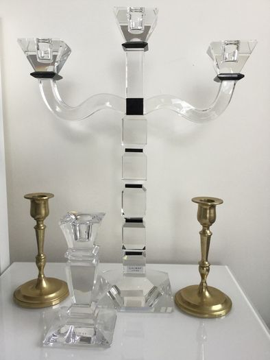 Candle holders brass crystal candlesticks