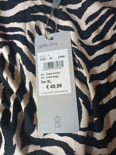 Bicalla Animal - Black-Beige  Dress.  S.XL.  B.N.W.T