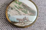 Vintage ladies vanity mirror An Irish Jaunting Car made in England brass and solid hinge and not polished circa 1960's FREE STANDARD POSTAGE INCLUDED