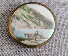 Vintage ladies vanity mirror An Irish Jaunting Car made in England brass and solid hinge and not polished circa 1960's FREE STANDARD POSTAGE INCLUDED