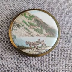 Vintage ladies vanity mirror An Irish Jaunting Car made in England brass and solid hinge and not polished circa 1960's FREE STANDARD POSTAGE INCLUDED
