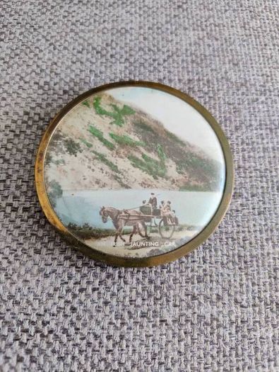 Vintage ladies vanity mirror An Irish Jaunting Car made in England brass and solid hinge and not polished circa 1960's FREE STANDARD POSTAGE INCLUDED