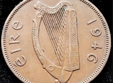 [#64] - Ireland 1946 | Irish 1d | One Penny | Hen with Chicks | KM.11