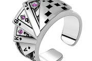 Fashion Women Personality Silver Playing Card Adjustable Ring Party Jewelry