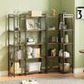 5 Tiers Corner Bookshelf 5 Tiers Deformable Corner Bookcases Industrial Freestanding Bookshelf Storage Display Rack with Metal Frame Image 8