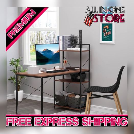 MASSIVE SALE Computer Workstation, Metal Frame-Walnut/ Black (FREE SHIPPING)