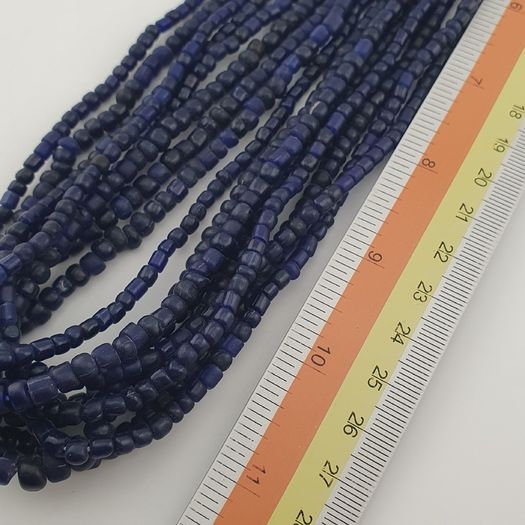 Antique African Style Dark Blue 4-5.5mm Glass Beads Necklace Strand