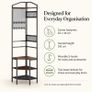 Corner Coat Rack with Shoe Storage and Shelves  Black Metal Image 3