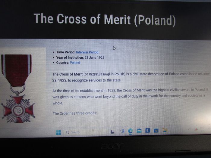 Poland,Cross of Merit.First Class.Instituted 1923.