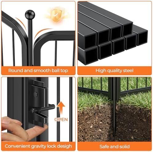 8 Panel Dog Pen, High 80cm Puppy Play Pen Indoor/Outdoor, Portable Detachable Pet Exercise Playpen, Pet Run Enclosures for Puppies, Cats, Rabbits and Other Animals