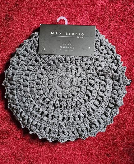 Max Studio Grey crochet large place mats table mats