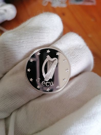 1990 Ireland Silver Proof 5 ECU Coin