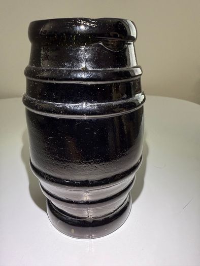 Pair of Antique Victorian Black Glass Barrel Jars (c. 1850s)