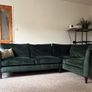 Large Green Velvet Corner Sofa. Excellent Condition Image 3