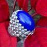Vintage 1970s Large Lapis Lazuli 18ct White Gold Ring Image 2