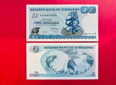 Zimbabwe. 2 Dollars. 1983  Verified Under Uv Light . ( Uncirculated )