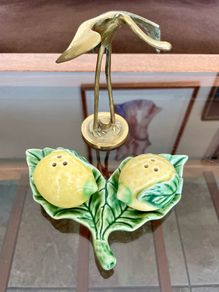 Vintage Collectable Portuguese Lemon Condiment  Shakers Bordallo Pinheiro