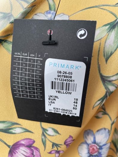 Primark ladies yellow floral top new