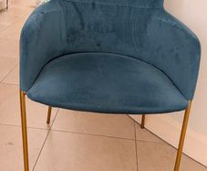 Stylish Teal Velvet & Gold Accent Armchair
