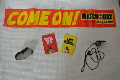 Match Of The Day Soccer Stuff - Mini Poster, Referee's Whistle, Red & Yellow Ref Cards And Armband.