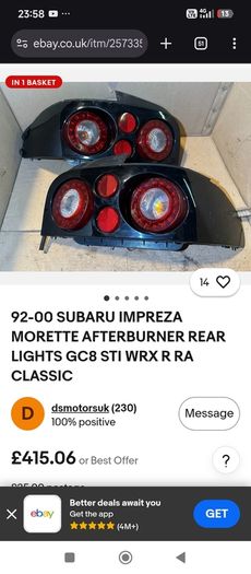 Subaru Impreza classic morette led rear lights fits 92-00