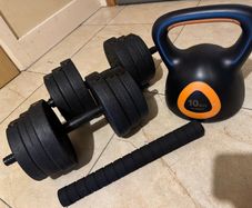 2-in-1 Adjustable Dumbbell Set with Connecting Bar