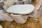1.6m Marble Effect Dining Table With 6 Chairs