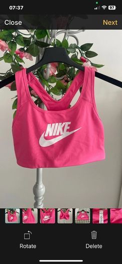 nike cropped top/bra large pink with Nike logo