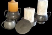 Vintage Arts &amp; Crafts Hammered Pewter Set/Stampeded