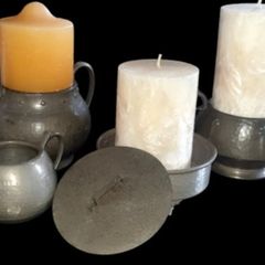 Vintage Arts & Crafts Hammered Pewter Set/Stampeded