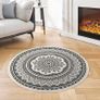 4ft Circle Rug Round Area Rug Cotton Woven Rug with Tassels Boho Rug Washable Mandala Printed for Bedroom Livingroom Kitchen (FREE POSTAGE) Image 5
