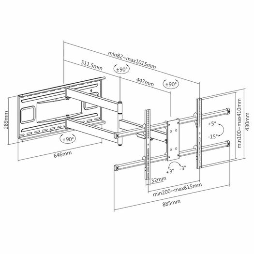 Tv Wall Mount Bracket Tilt Swivel Long Arm 43-80"