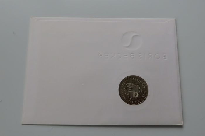 Boris Becker Andorra 2 Diners 1987 BUNC coin stamp cover