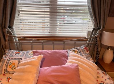 grey metal bed frame