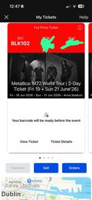 Metallica ticket