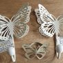 2 x New Lovely 3D Cream Butterfly Hooks Pierced Metal Image 2