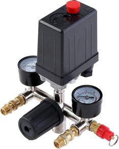 Air Compressor Pressure Control Switch with Twin Outlets and Safety Valve Gauges Regulator 1/4"