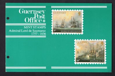 1986 Guernsey 150th Death Anniversary of Admiral Lord De Saumarez Commemorative Stamps Presentation Pack
