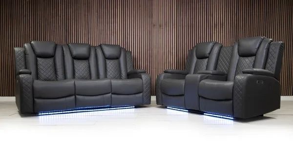 Ashbyrne electric Recliner Sofa 3+2 Dark grey