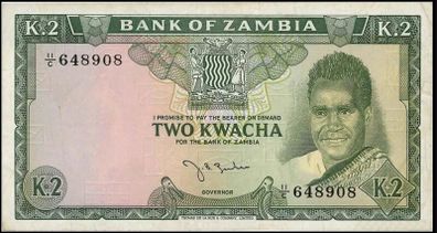 Zambia | 2 Kwacha | 1968 | P.6a | 11 C 648908 | VF