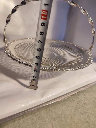 Antique Silver Plate Octagon Swing Handle Basket