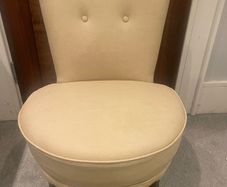 1 x Low Very Well Padded Cream Genuine Leather Chair - Can Deliver