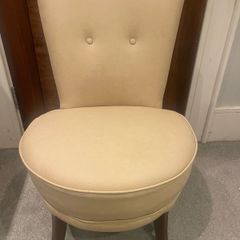 1 x Low Very Well Padded Cream Genuine Leather Chair - Can Deliver