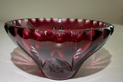 Vintage Bohemian Ruby Cut-to-Clear Lead Crystal Small Bowl / Salt Cellar