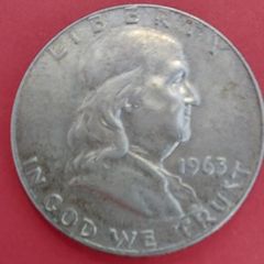 1963 D American Franklin Half Dollar 90% Silver coin