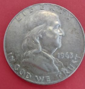 1963 D American Franklin Half Dollar 90% Silver coin